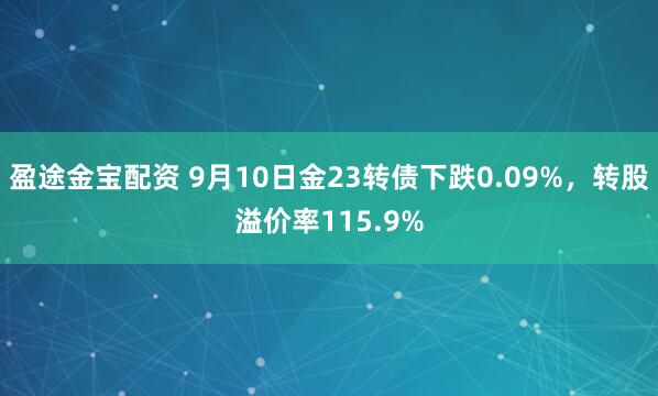 盈途金宝配资 9月10日金23转债下跌0.09%，转股溢价率115.9%